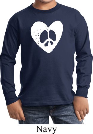 Kids Peace Tee Hippie Heart Peace Youth Long Sleeve