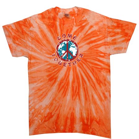Kids Peace Tie Dye Shirt Come Together Orange Twist Youth Tie Dye Tee