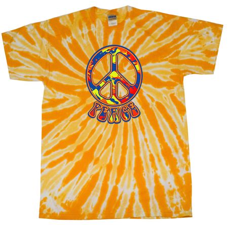 Kids Peace Tie Dye Shirt Funky Peace Gold Twist Youth Tie Dye