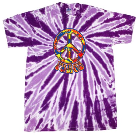 Kids Peace Tie Dye Shirt Funky Peace Purple Twist Youth Tie Dye
