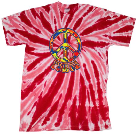 Kids Peace Tie Dye Shirt Funky Peace Red Twist Youth Tie Dye
