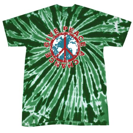 Kids Peace Tie Dye Shirt Give Peace A Chance Dark Green Youth Tie Dye