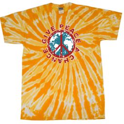 Kids Peace Tie Dye Shirt Give Peace A Chance Gold Youth Tie Dye Kids Peace Tie Dye Shirt Give Peace A Chance Gold Youth Tie Dye
