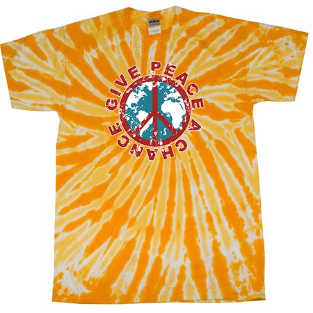 Kids Peace Tie Dye Shirt Give Peace A Chance Gold Youth Tie Dye