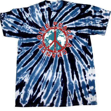 Kids Peace Tie Dye Shirt Give Peace A Chance Navy Youth Tie Dye