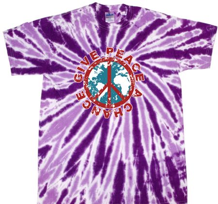 Kids Peace Tie Dye Shirt Give Peace A Chance Purple Youth Tie Dye