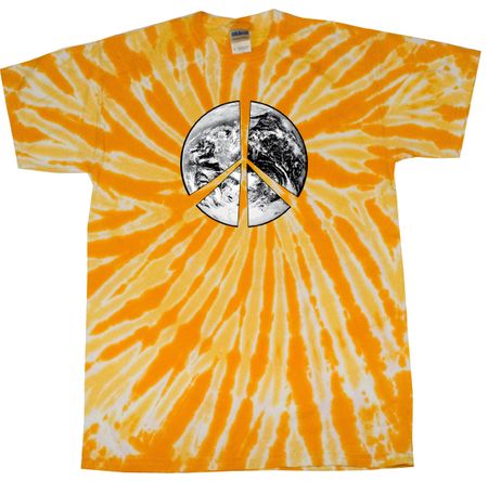 Kids Peace Tie Dye Shirt Peace Earth Gold Twist Youth Tie Dye