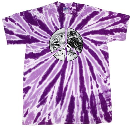 Kids Peace Tie Dye Shirt Peace Earth Purple Twist Youth Tie Dye