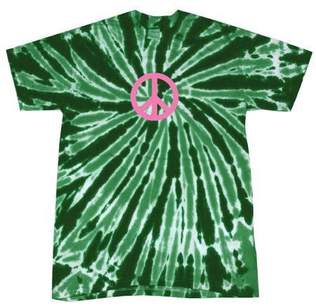 Kids Peace Tie Dye Shirt Pink Peace Dark Green Twist Youth Tie Dye Tee