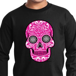 Kids Pink Sugar Skull Youth Long Sleeve