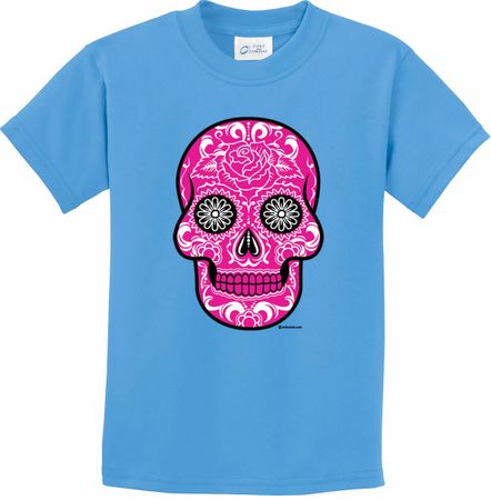 Kids Pink Sugar Skull Youth T-shirt