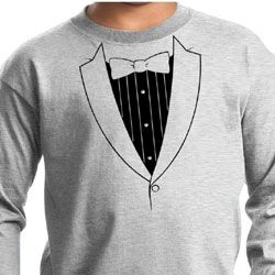 Kids Shirt Basic Black Tuxedo Long Sleeve Tee T-Shirt