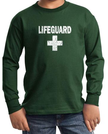 Kids Shirt Distressed Lifeguard Long Sleeve Tee T-Shirt