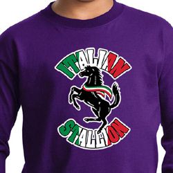 Kids Shirt Italian Stallion Long Sleeve Tee T-Shirt