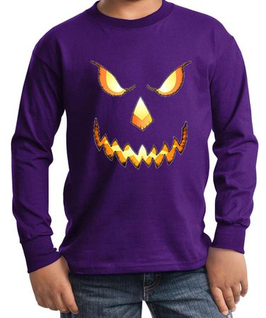 Kids Shirt Pumpkin Head Long Sleeve Tee T-Shirt