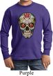 Kids Skull Shirt Sugar Skull with Roses Long Sleeve Tee T-Shirt