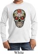 Kids Skull Shirt Sugar Skull with Roses Long Sleeve Tee T-Shirt