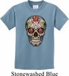 Kids Skull Shirt Sugar Skull with Roses Tee T-Shirt