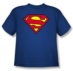 Kids Superman Classic Logo T-shirt Youth Royal Blue Tee Shirt