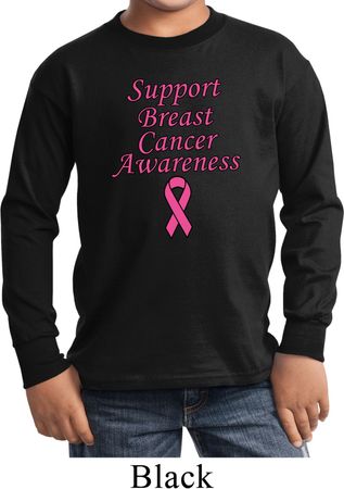 Kids Support Breast Cancer Awareness Youth Long Sleeve