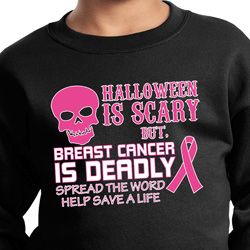 Kids Sweatshirt Halloween Scary Breast Cancer Deadly Sweat Shirt