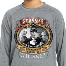 Kids Three Stooges Moonshine Whiskey Dry Wicking Long Sleeve T-Shirt