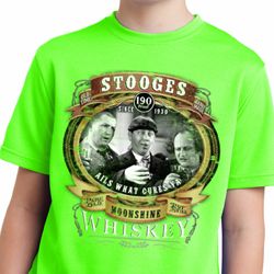 Kids Three Stooges Moonshine Whiskey Moisture Wicking Tee T-Shirt