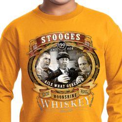 Kids Three Stooges Shirt Moonshine Whiskey Long Sleeve Tee T-Shirt