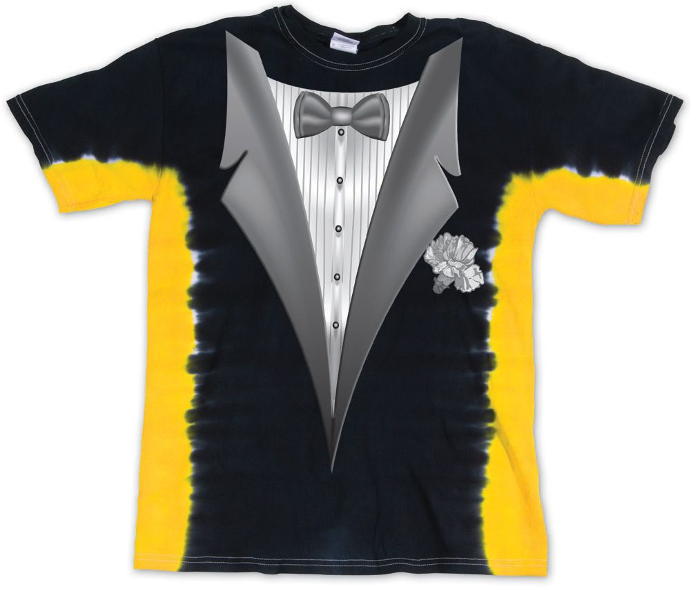Kids Tuxedo Tux Shirt Tie Dye Tbone Tee Black/Gold Tuxedo Tie