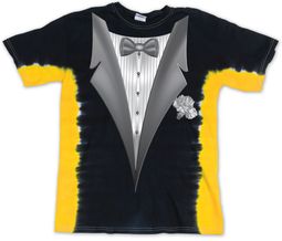 Kids Tuxedo Tux Shirt - Tie Dye T-bone Tee - Black/Gold