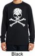 Kids White Distressed Skull Dry Wicking Long Sleeve Shirt