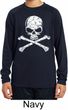 Kids White Distressed Skull Dry Wicking Long Sleeve Shirt