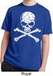 Kids White Distressed Skull Moisture Wicking Shirt