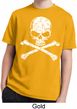 Kids White Distressed Skull Moisture Wicking Shirt