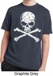 Kids White Distressed Skull Moisture Wicking Shirt