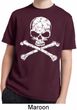 Kids White Distressed Skull Moisture Wicking Shirt