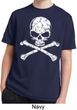 Kids White Distressed Skull Moisture Wicking Shirt