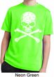 Kids White Distressed Skull Moisture Wicking Shirt