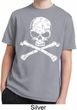 Kids White Distressed Skull Moisture Wicking Shirt