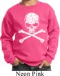 Kids White Distressed Skull Sweatshirt