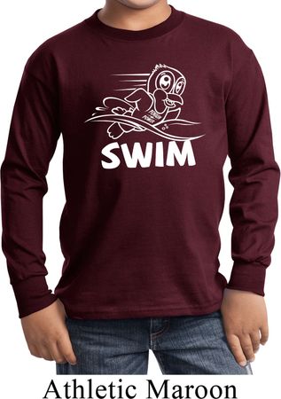 Kids White Penguin Power Swim Youth Long Sleeve