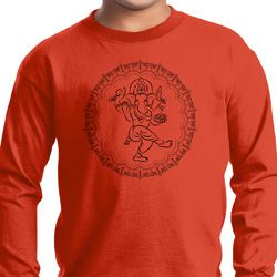 Kids Yoga Circle Ganesha Black Print Youth Long Sleeve