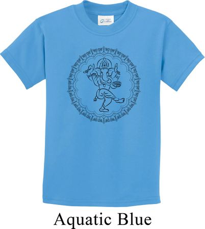 Kids Yoga Circle Ganesha Black Print Youth Shirt