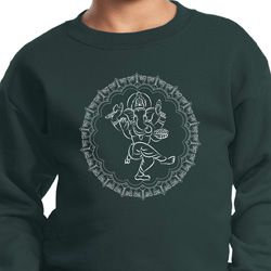 Kids Yoga Circle Ganesha White Print Youth Sweatshirt