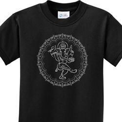 Kids Yoga Circle Ganesha White Print Youth T-shirt