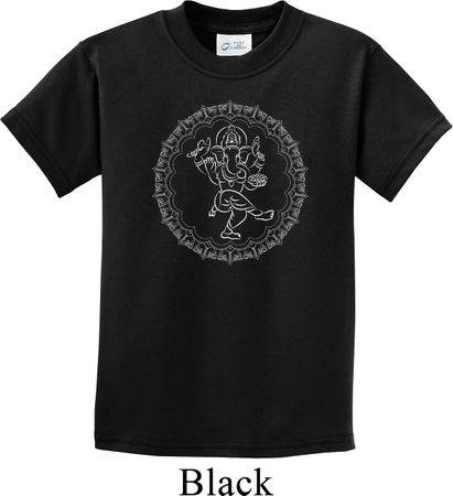 Kids Yoga Circle Ganesha White Print Youth T-shirt