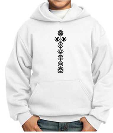 Kids Yoga Hoodie 7 Chakras Black Print Youth Hoody
