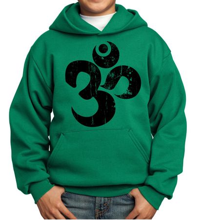 Kids Yoga Hoodie Black Distressed OM Hoody