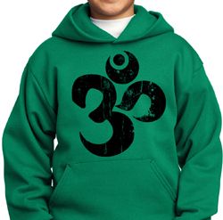 Kids Yoga Hoodie Black Distressed OM Hoody