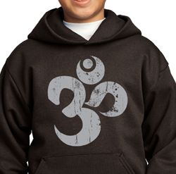 Kids Yoga Hoodie Grey Distressed OM Hoody